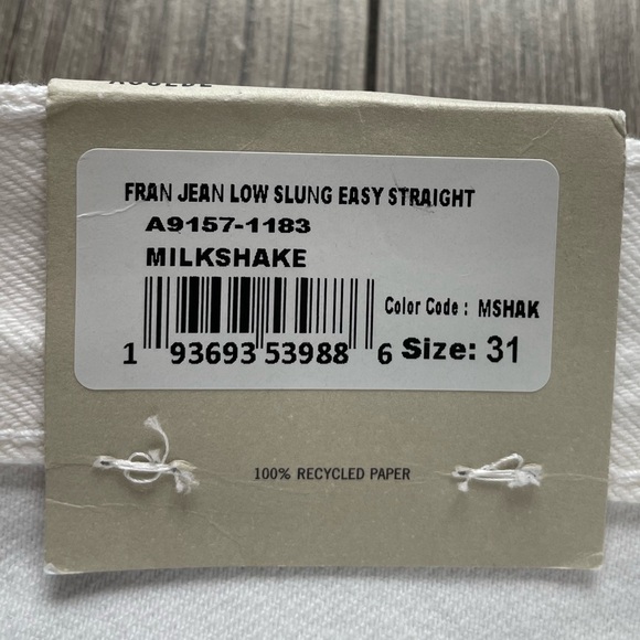 NWT AGOLDE Fran Low Slung Straight Jeans in Milkshake Size‎ 31 - Picture 5 of 14